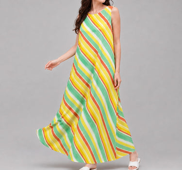 Multicolored Stripe Maxi Dress