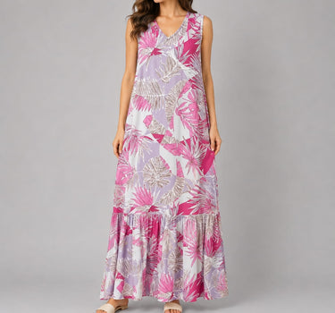 Tropical Leaf Maxi Dress