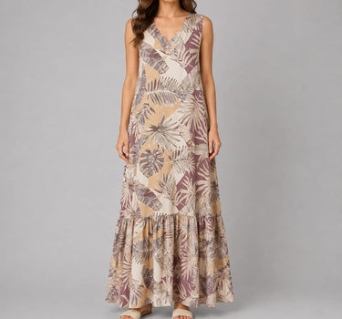Tropical Leaf Maxi Dress