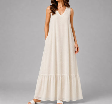 Dotted V-Neck Maxi Dress