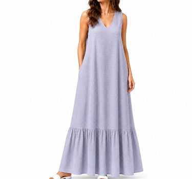 Dotted V-Neck Maxi Dress