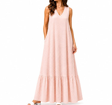 Dotted V-Neck Maxi Dress