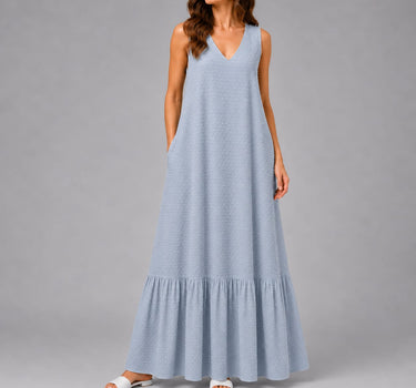 Dotted V-Neck Maxi Dress