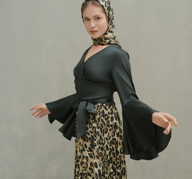 Pleated Cheetah Maxi Skirt