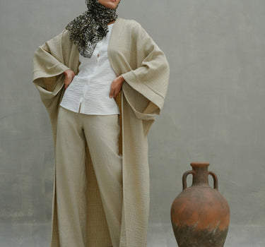 Striped Oversized Linen Blend Cardigan