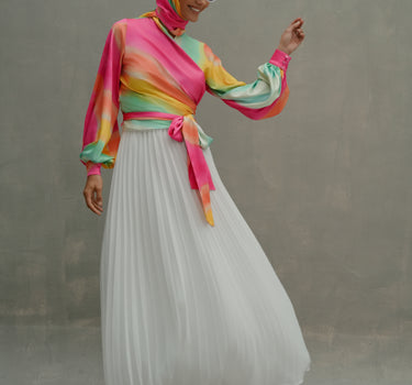 Ombre Satin Wrap Blouse