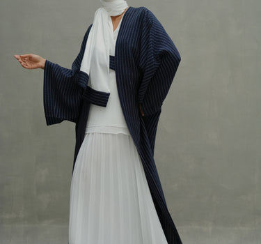 Striped Oversized Linen Blend Cardigan