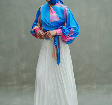 Ombre Satin Wrap Blouse