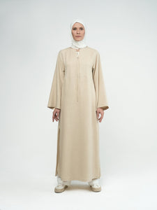 Linen Blend Dress with Side Slits