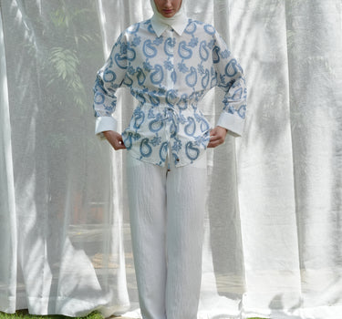Paisley Embroidered Drawstring Blouse