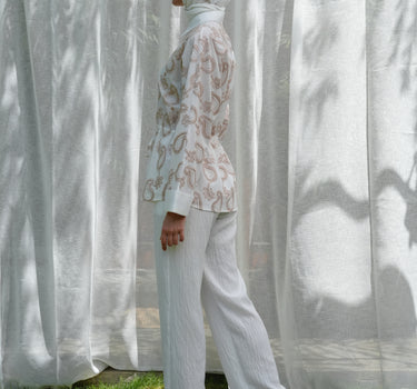 Paisley Embroidered Drawstring Blouse