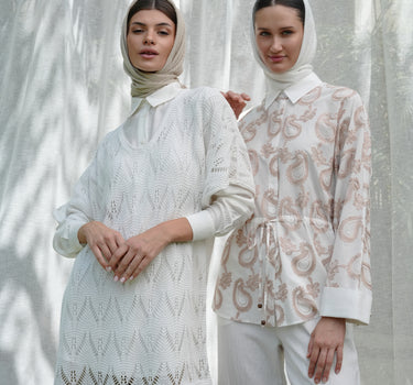 Paisley Embroidered Drawstring Blouse