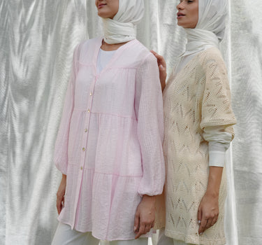 Relaxed Crinkle Flare Blouse