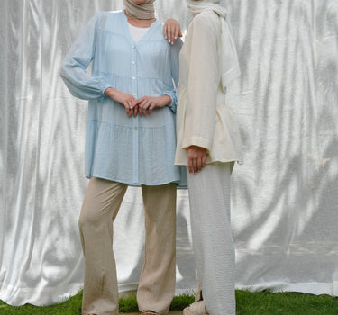 Relaxed Crinkle Flare Blouse