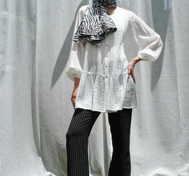 Relaxed Crinkle Flare Blouse