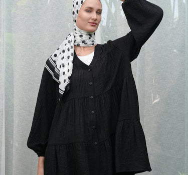 Relaxed Crinkle Flare Blouse