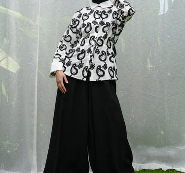 Paisley Embroidered Drawstring Blouse