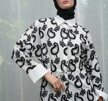 Paisley Embroidered Drawstring Blouse