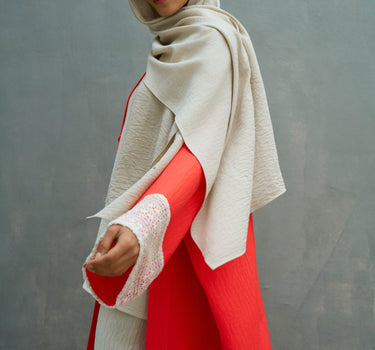 Sleeve Embroidered Linen Blend Cardigan