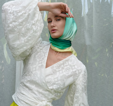 Embroidered Lace Wrap Blouse