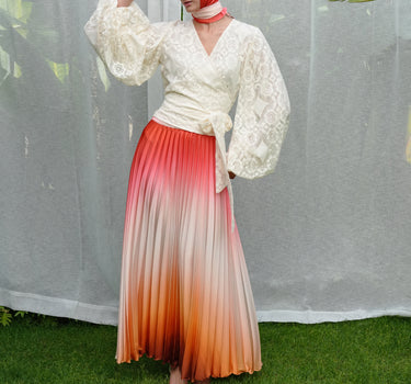 Ombre Pleated Maxi Skirt