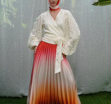 Ombre Pleated Maxi Skirt