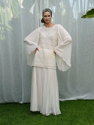 Pleated Chiffon Lace Blouse