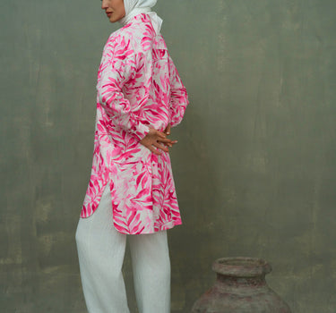 Leafs Patterned Poplin Chemise