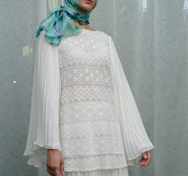 Pleated Chiffon Lace Blouse
