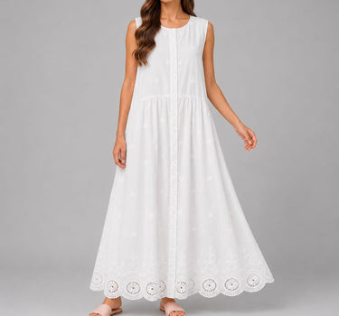 Embroidery Cutwork Maxi Dress