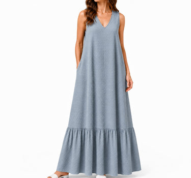 Dotted V-Neck Maxi Dress