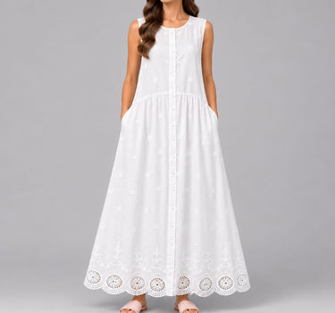 Embroidery Cutwork Maxi Dress