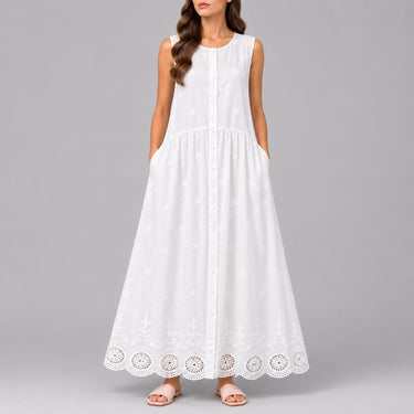 Embroidery Cutwork Maxi Dress – Farida Women's Wear