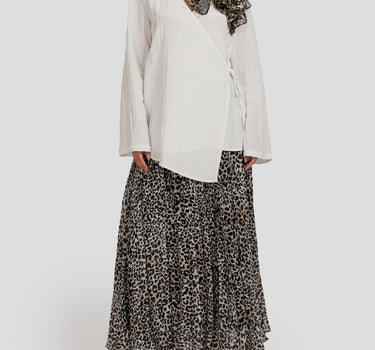 Textured V-Neck Wrap Blouse