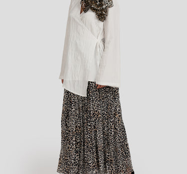 Textured V-Neck Wrap Blouse