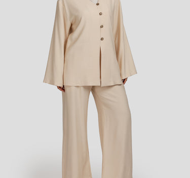 Buttoned V-Neck Blouse