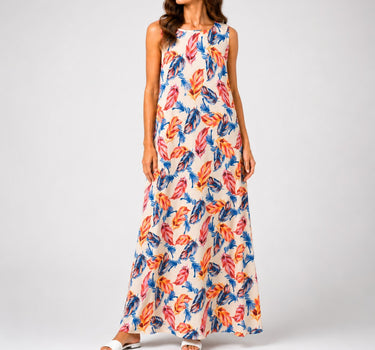 Colorful Feather Maxi Dress