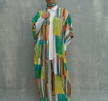 Colored Geometric Cardigan