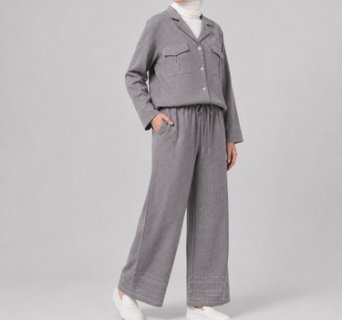 Wide Leg Trousers with Stitch Detail