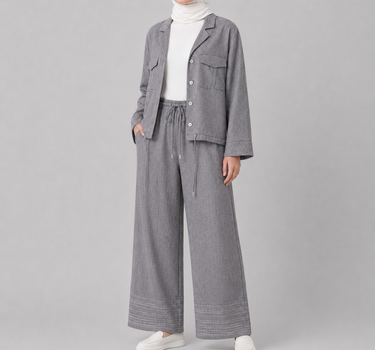 Wide Leg Trousers with Stitch Detail