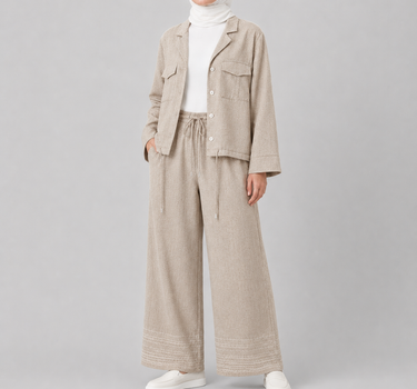 Wide Leg Trousers with Stitch Detail