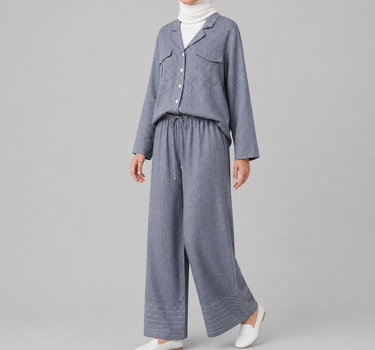 Wide Leg Trousers with Stitch Detail
